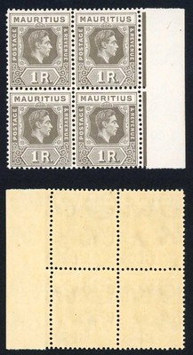 mauritius-sg260c-1949-1r-drab-on-chalky-paper-u-m-block-cat-220-pounds