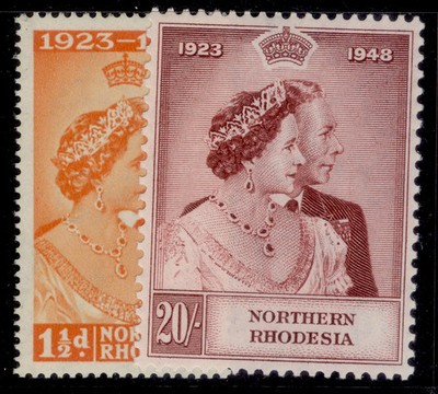 northern-rhodesia-gvi-sg48-49-1948-royal-silver-wedding-set-m-mint-cat-120