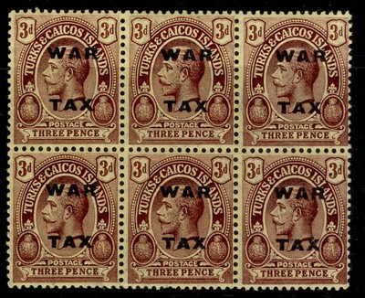 turks-caicos-islands-gv-sg147-3d-purple-yellow-lh-mint-cat-48-block-x6