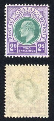 natal-1902-03-sg-156-2s-dull-green-bright-violet-wmk-mca-vfm-cat-75-pounds