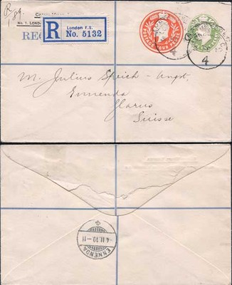 esc681-kevii-1-2d-yellow-green-and-4d-stamped-to-order-registered-envelope-used