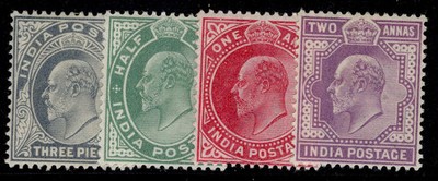 india-edvii-sg119-125-1902-low-values-group-lh-mint