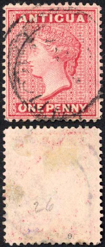 antigua-sg26-1d-rose-wmk-crown-ca-perf-14-cds-used-cat-12-pounds