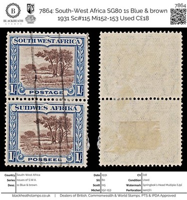 7864-south-west-africa-sg80-1s-blue-brown-1931-sc-115-mi152-153-used-c18
