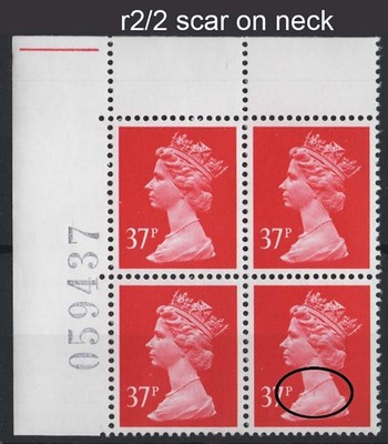 gb-1989-machin-37p-rosine-cyl-2-no-dot-r2-2-scar-on-neck-variety-um-corner-blk