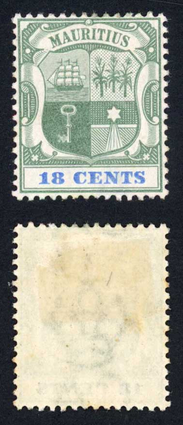 mauritius-sg132-18c-green-and-ultramarine-wmk-ca-top-value-m-m-cat-28-pounds