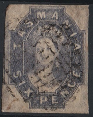 tasmania-1860-6d-grey-numeral-wmk-imperf-vfu-4-good-margins-sg45
