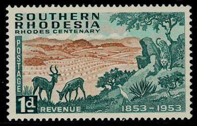 southern-rhodesia-qeii-sg72-1d-chestnut-blue-green-lh-mint