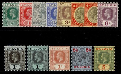 st-lucia-gv-sg78-88-1912-21-complete-set-m-mint-cat-100