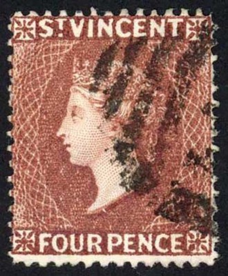 st-vincent-sg50-4d-red-brown-wmk-crown-ca-fine-used-cat-22-pounds
