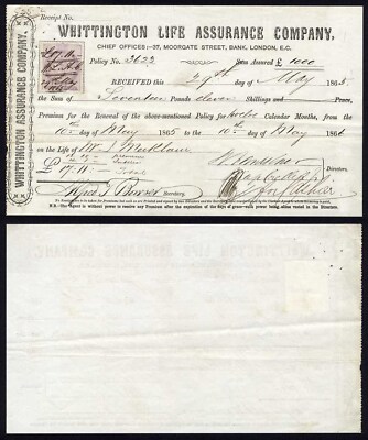 gb-whittington-life-assurance-document-with-1d-draft-stamp-1865