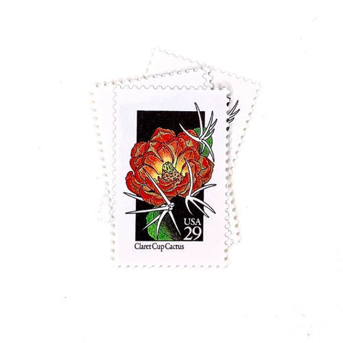 4-x-cactus-flower-1992-unused-wildflower-claret-cactus-29-cent-us-postage-stamps