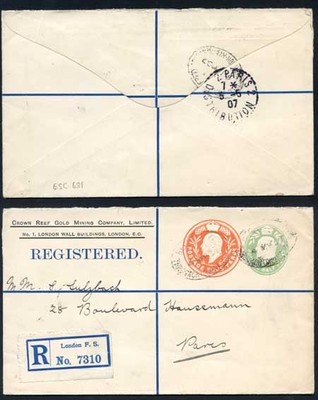 esc681-kevii-1-2d-yellow-green-and-4d-stamped-to-order-registered-envelope-used
