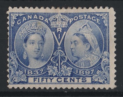 canada-1897-jubilee-50c-pale-ultramarine-fresh-m-mint-tiny-gum-thin-sg134