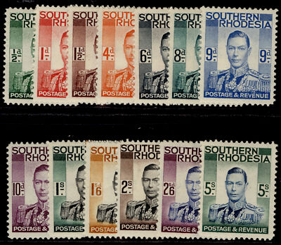 southern-rhodesia-gvi-sg40-52-1937-complete-set-lh-mint-cat-85