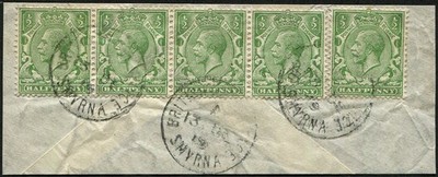 d-br-p-o-smyrna-1919-cds-tying-5-to-small-piece-unusual