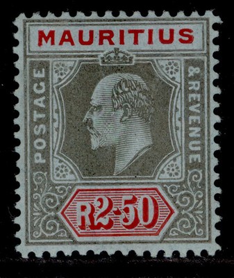 mauritius-edvii-sg193-2r-50-black-red-blue-lh-mint-cat-32