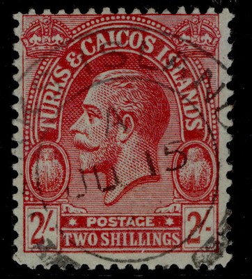 turks-caicos-gv-sg174-2s-red-emerald-very-fine-used-cat-110-wmk-mult-crown