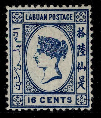 north-borneo-labuan-qv-sg10-16c-blue-m-mint-cat-100