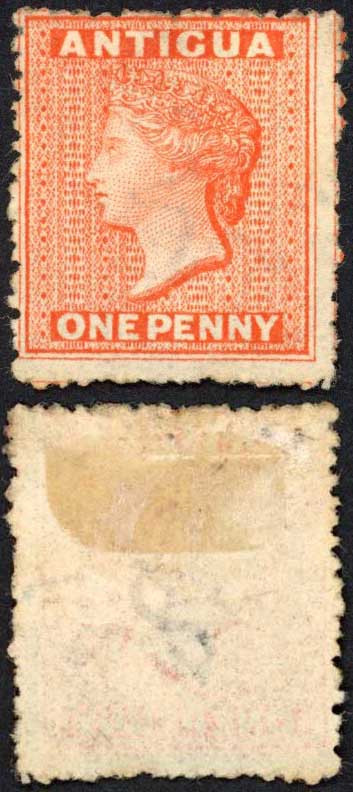 antigua-sg7-1d-vermilion-wmk-star-sideways-mint-no-gum-cat-250-pounds