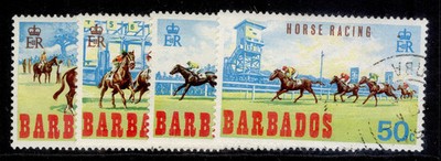barbados-qeii-sg381-384-1969-horse-racing-set-fine-used