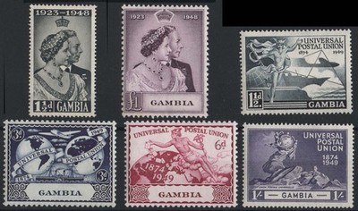 gambia-1948-silver-wedding-upu-sets-vf-mint-sg164-169
