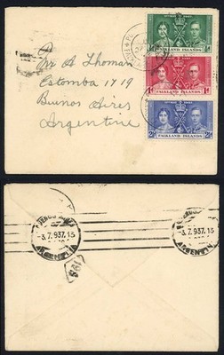 falkland-is-sg143-5-1937-coronation-set-on-cover-not-fdc