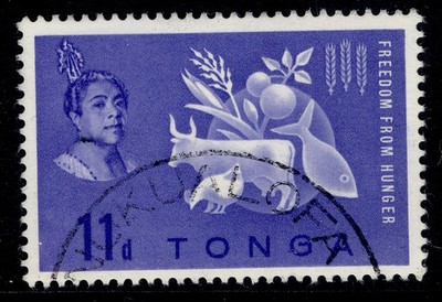 tonga-qeii-sg128-1963-11d-freedom-from-hunger-fine-used