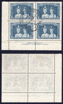 australia-sg178a-one-pound-robes-thin-paper-imprint-block-cds-used