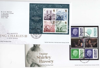 gb-2023-king-charles-iii-m-sheet-and-shirley-bassy-prestige-pane-fdcs-fine