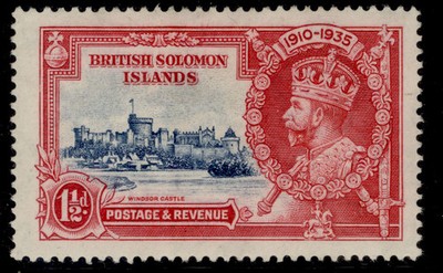 british-solomon-islands-gv-sg53f-1d-diagonal-line-by-turret-m-mint-cat-90