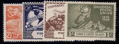 turks-caicos-islands-gvi-sg217-220-1949-anniversary-of-upu-set-nh-mint