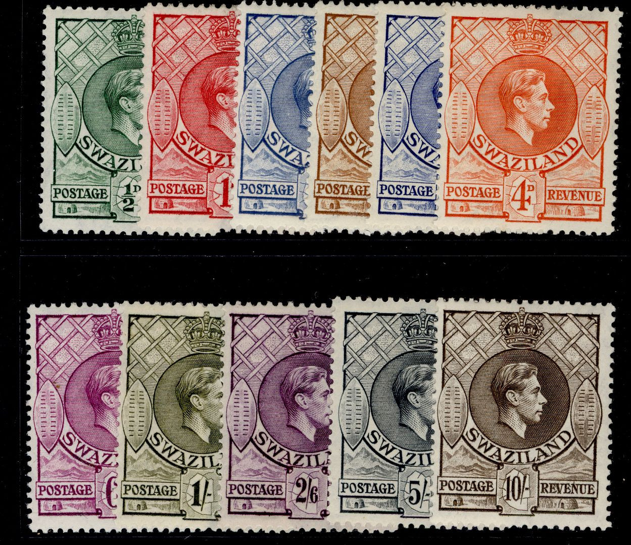 swaziland-gvi-sg28-38a-1938-54-complete-set-m-mint-cat-95