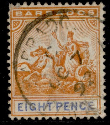 barbados-qv-sg112-8d-orange-ultramarine-fine-used-cat-50-cds