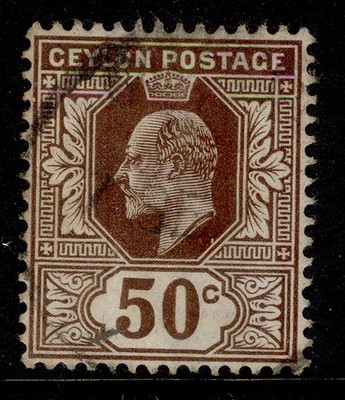 ceylon-edvii-sg296-50c-chocolate-used