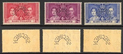basutoland-sg15s-7s-coronation-set-1d-added-corner-perf-specimen-u-m-cat-140