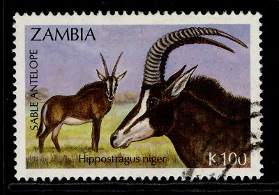 zambia-qeii-sg703-1992-100k-sable-antelope-fine-used