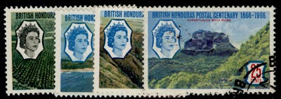 british-honduras-qeii-sg235-238-1966-stamp-centenary-set-fine-used