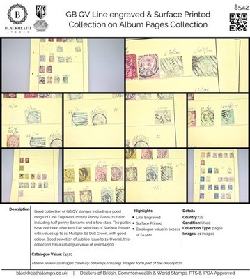 8542-gb-qv-line-engraved-surface-printed-collection-on-album-pages-used-c4