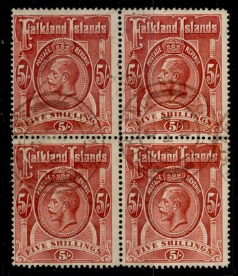 falkland-islands-gv-sg67-5s-deep-rose-red-fine-used-cat-500-block-x4