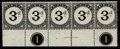trinidad-tobago-gv-sg-d20-3d-wmk-script-control-strip-x5-nh-mint-cat-70