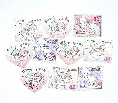 10-x-little-twin-stars-used-japanese-postage-stamps-off-paper-japan