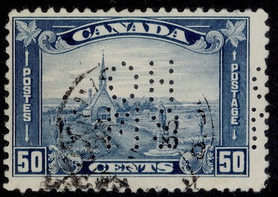 canada-gvi-sg-o55-50c-blue-fine-used-cat-150-ohms-perfin