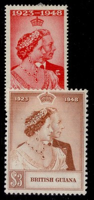 british-guiana-gvi-sg322-323-1948-royal-silver-wedding-set-m-mint-cat-25
