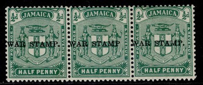 jamaica-gv-sg68ea-d-blue-green-lh-mint-cat-31-no-stop-after-stamp-in-strip