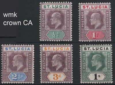 st-lucia-1902-d-1s-set-of-5-f-mint-sg58-61