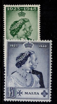 malta-gvi-sg249-250-1949-royal-silver-wedding-set-m-mint-cat-35