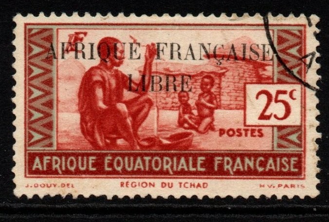 french-equatorial-africa-sg116-1940-25c-adherence-to-general-de-gaulle-fine-used