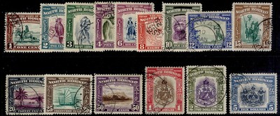 north-borneo-gvi-sg303-317-1939-complete-set-fine-used-cat-800