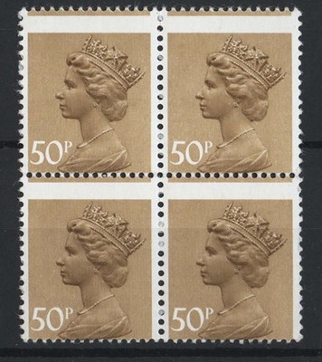 gb-1983-machin-50p-ochre-fine-um-misperf-block-of-4